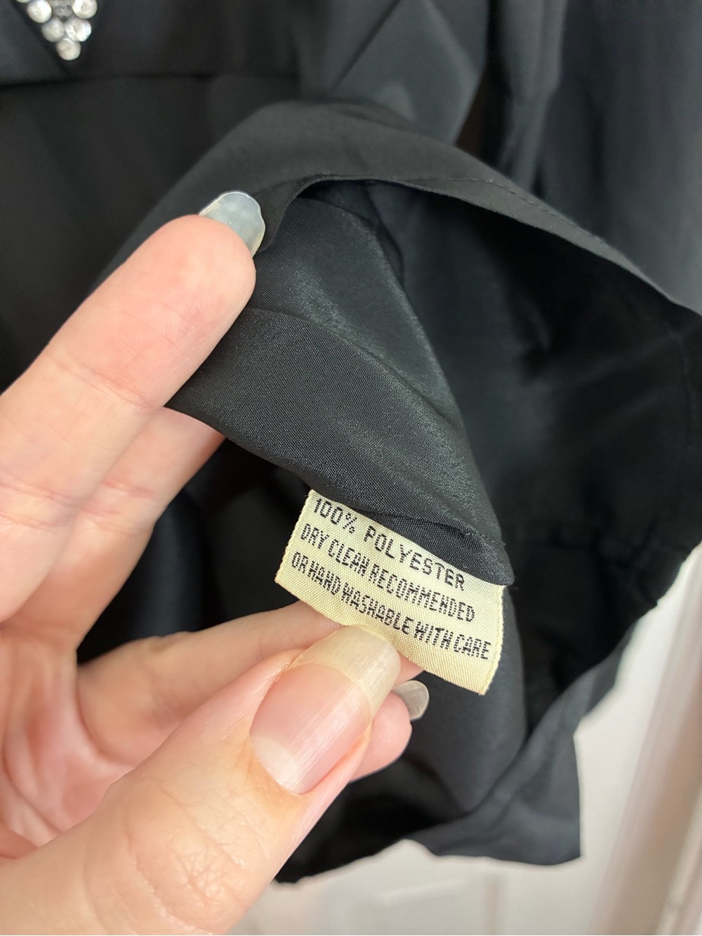 Vintage 90s Oleg Cassini Black Button Down Shirt Beaded Oversized - Size 10 - Picture 8 of 10